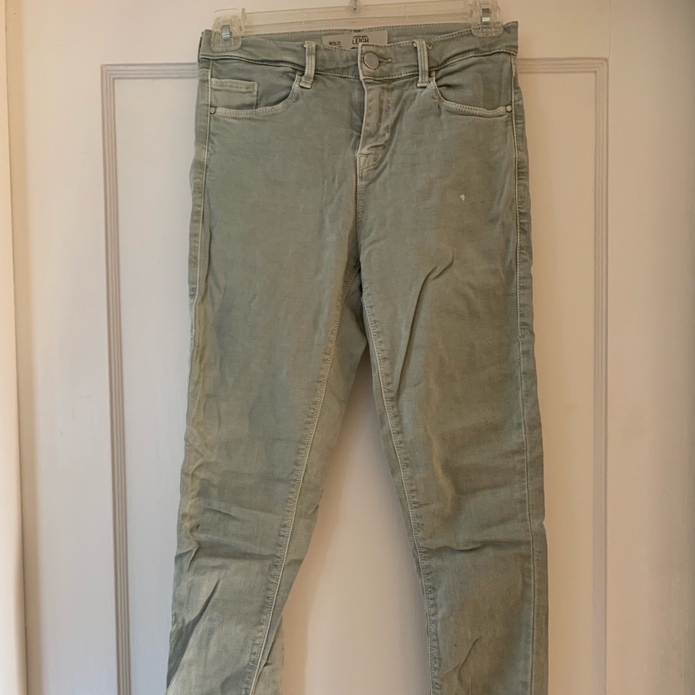Topshop ‘Leigh’ light green/beige jeans